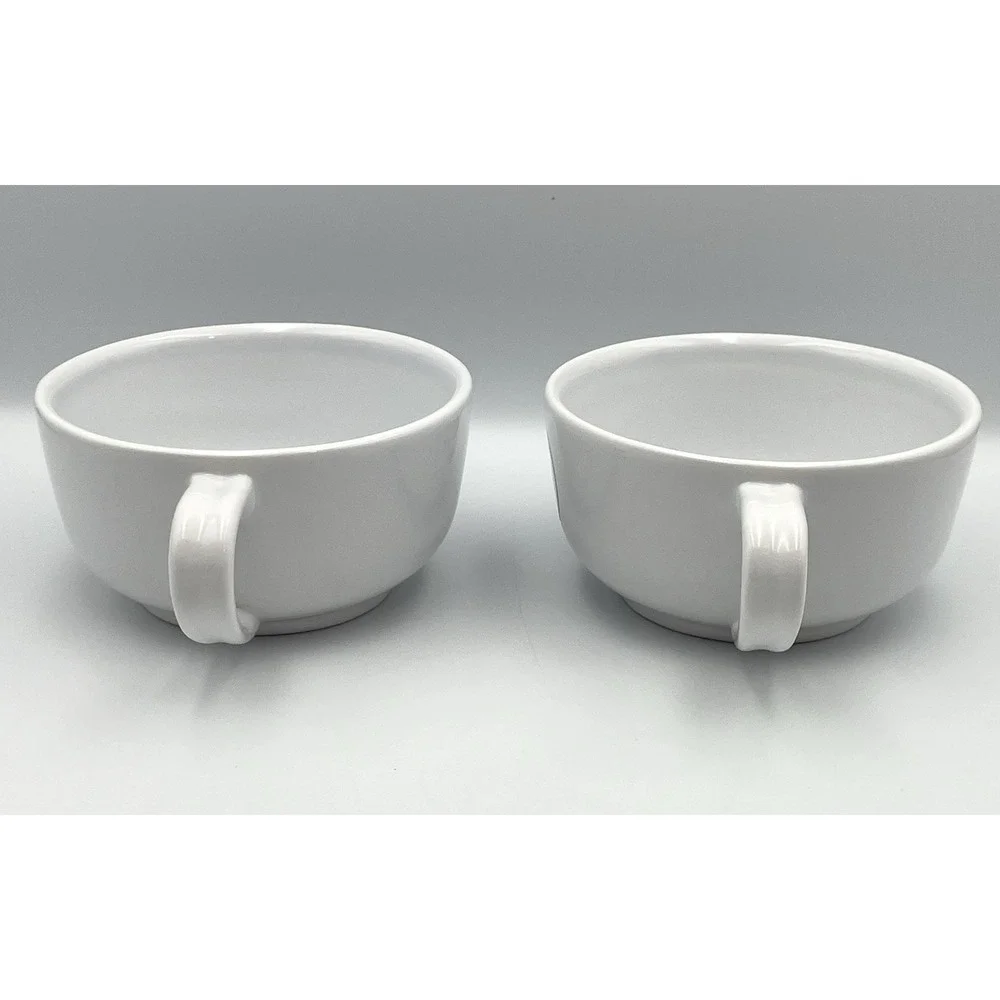 Pottery Barn Latte Bowl Mug Set of 2‎ White 16 oz Coffee Soup Cups O22849